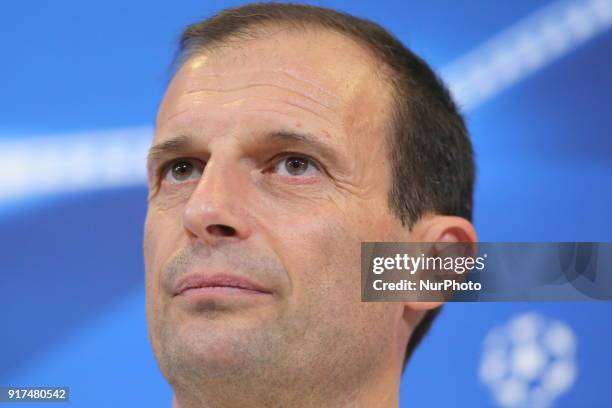 Massimiliano Allegri, head coach of Juventus FC, during the Juventus FC press conference on the eve of the first leg of the Round 16 of the UEFA...