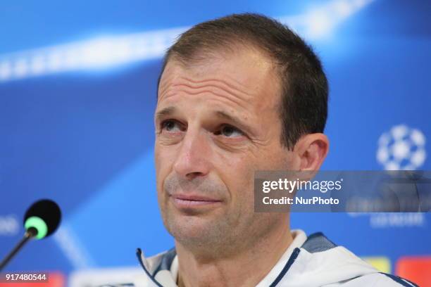 Massimiliano Allegri, head coach of Juventus FC, during the Juventus FC press conference on the eve of the first leg of the Round 16 of the UEFA...