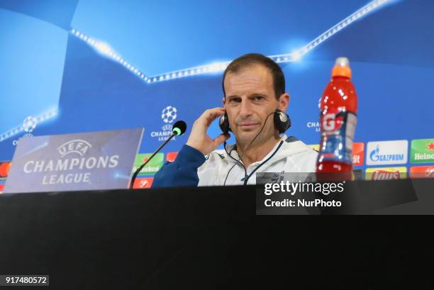 Massimiliano Allegri, head coach of Juventus FC, during the Juventus FC press conference on the eve of the first leg of the Round 16 of the UEFA...