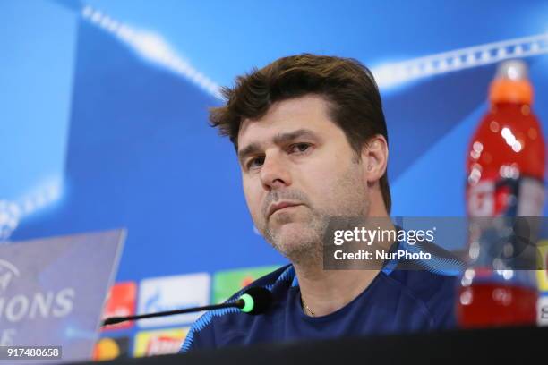 Mauricio Pochettino during the Tottenham Hotspur FC press conference on the eve of the first leg of the Round 16 of the UEFA Champions League 2017/18...