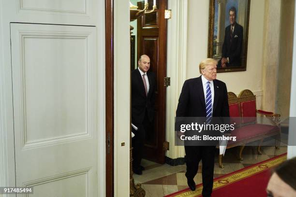 President Donald Trump, and Gary Cohn, director of the U.S. National Economic Council, left, arrive to an infrastructure initiative meeting with U.S....