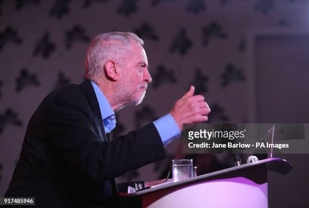 Labour leader Jeremy Corbyn speaks at a campaign rally at the Shottstown Miners Welfare Hall, Penicuik, Midlothian, as he begins a campaign tour...