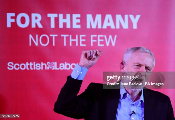 Labour leader Jeremy Corbyn speaks at a campaign rally at the Shottstown Miners Welfare Hall, Penicuik, Midlothian, as he begins a campaign tour...