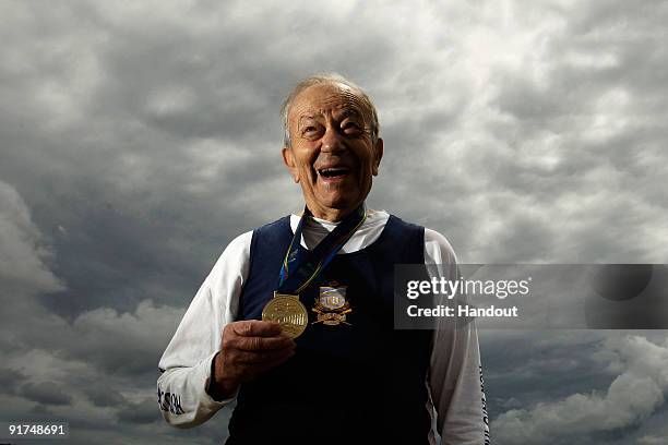 In this handout photo provided by Sydney 2009 World Masters Games Ralph Howard of Australia, the oldest rowing competitor at the Sydney 2009 World...