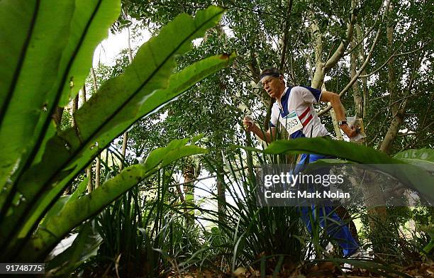 Competitor runs the course during the mens Orienteering during day two of the 2009 Sydney World Masters Games at Sydney Olympic Park on October 11,...