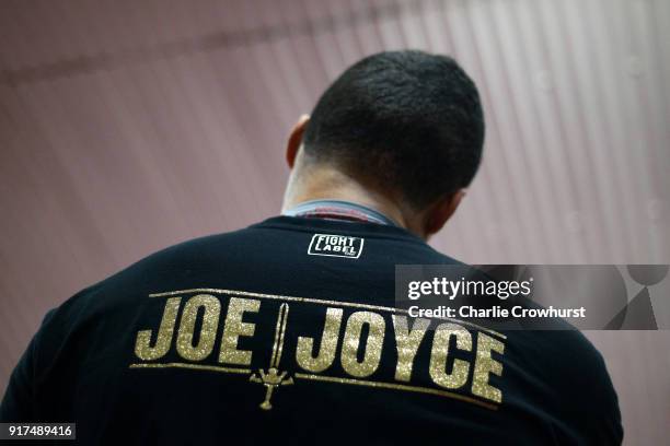 Joe Joyce works the pads during the Hayemaker public workout at the Hayemaker Gym on February 12, 2018 in London, England.