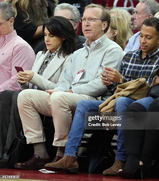 Neil Bush, son of former President George H.W. Bush watches from court side at Toyota Center on January 22, 2018 in Houston, Texas. NOTE TO USER:...