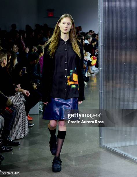 Model walks the Runway for John Elliott at Spring Studios on February 12, 2018 in New York City.