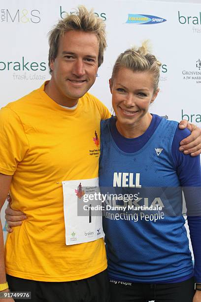 Ben Fogle and Nell McAndrew takes part in the Royal Parks Foundation Half Marathon at Hyde Park on October 11, 2009 in London, England.