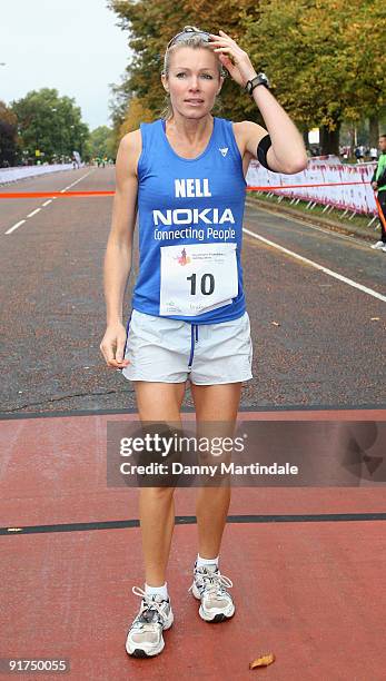 Nell McAndrew takes part in the Royal Parks Foundation Half Marathon at Hyde Park on October 11, 2009 in London, England.