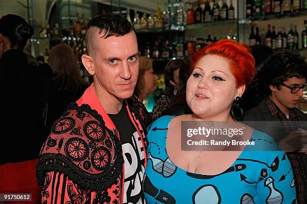 Jeremy Scott and Beth Ditto attend a Paper Magazine dinner honoring Pedro Almodovar & Penelope Cruz at Casa Lever on October 10, 2009 in New York...