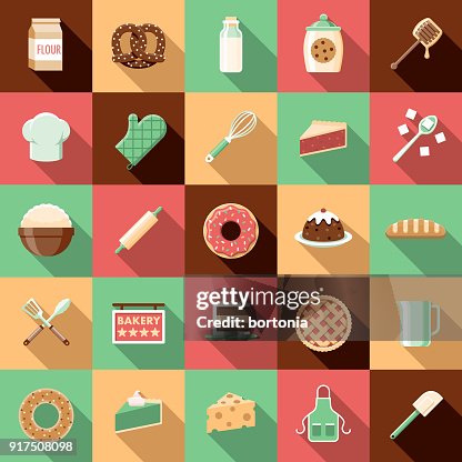 Flat Design Baking Icon Set with Side Shadow Flat Design Baking Icon Set with Side Shadow