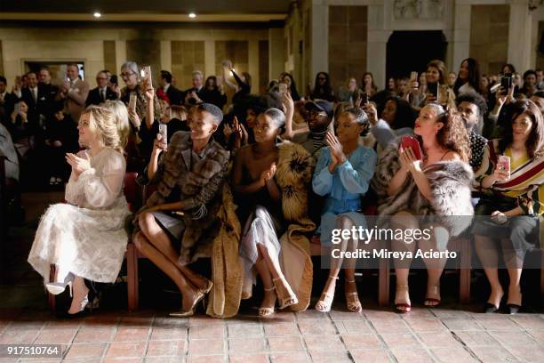 Cara Buono, Flaviana Matata, Denee Benton, Ashleigh Murray, Dascha Polanco and Laura Gomez attend the Dennis Basso fashion show at St. Bartholomew's...