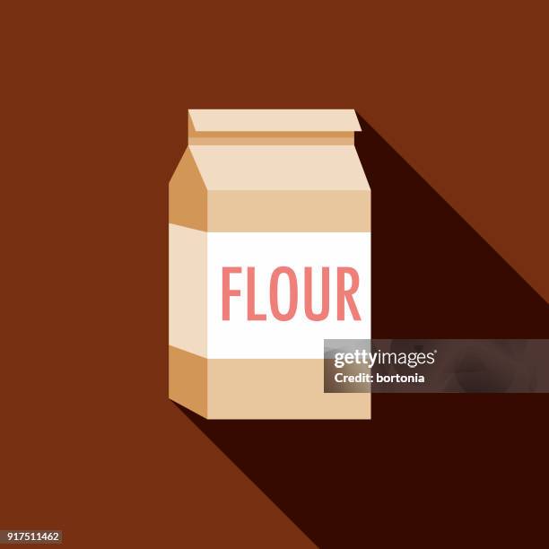 ilustrações, clipart, desenhos animados e ícones de ícone de cozimento de design plano de farinha - bag flour icon