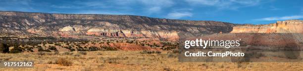 echo amphitheatre panorama - ghost ranch stock pictures, royalty-free photos & images
