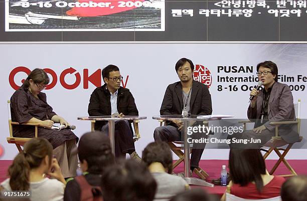 Director Pen-Ek Ratanaruang and Aditya Assarat attend the Meet the Guest 'Hello, Bangkok! Hello, Busan!' during the 14th Pusan International Film...