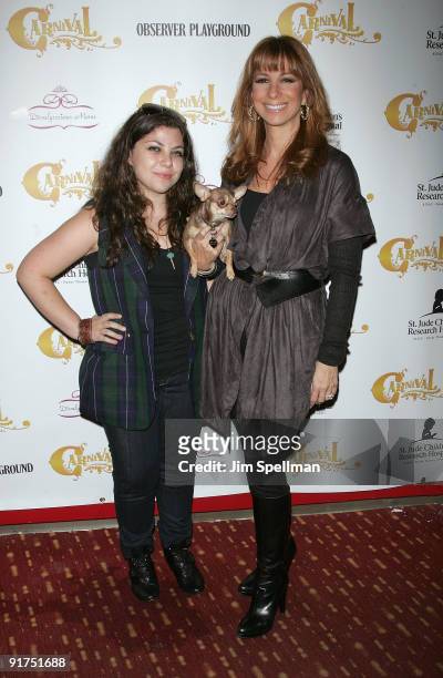 Television personalities Jill Zarin and Allyson Shapiro Zarin and dog Darren attend Kids Day at Carnival at Bowlmor Lanes on October 10, 2009 in New...