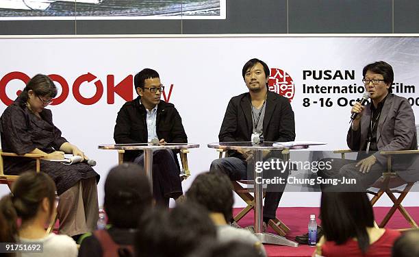 Director Pen-Ek Ratanaruang and Aditya Assarat attend the Meet the Guest 'Hello, Bangkok! Hello, Busan!' during the 14th Pusan International Film...