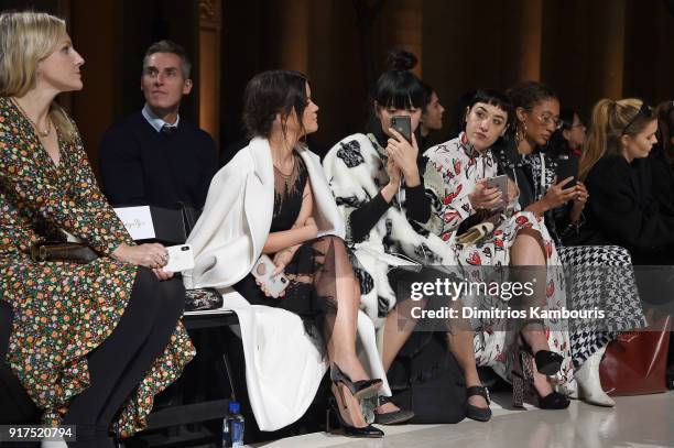 Maren Morri and Mia Moretti attend the Oscar De La Renta fashion show during New York Fashion Week: The Shows at The Cunard Building on February 12,...