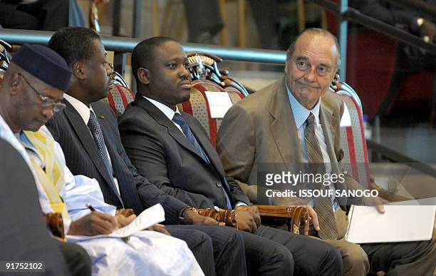 Presidents Amadou Toumani Toure of Mali, Faure Gnassigbe of Togo, Prime Minister of Ivory Coast Guillaume Soro and French former President Jacques...