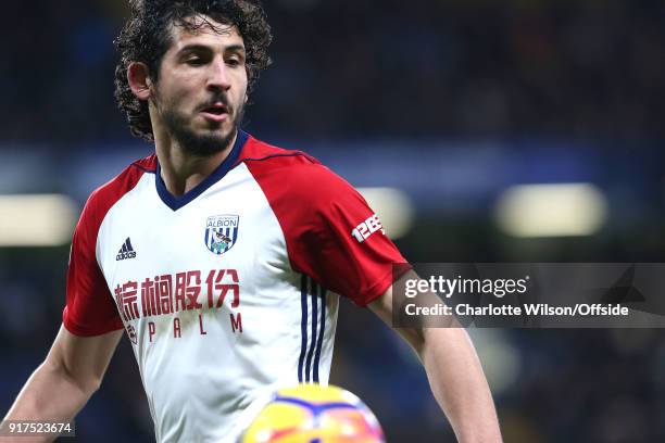 Ahmed El-Sayed Hegazi of West Brom during the Premier League match between Chelsea and West Bromwich Albion at Stamford Bridge on February 12, 2018...