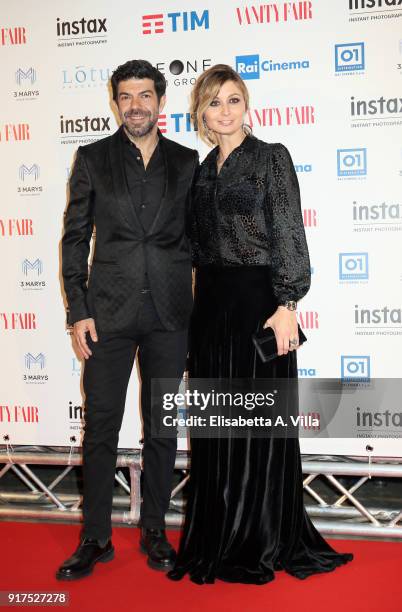 Pierfrancesco Favino and wife Anna Ferzetti attend 'A Casa Tutti Bene' premiere on February 12, 2018 in Rome, Italy.