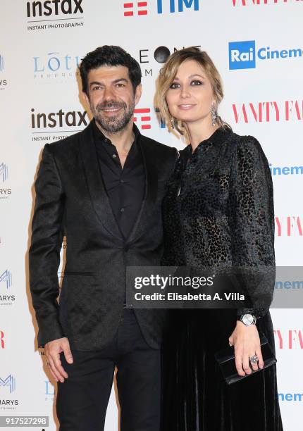 Pierfrancesco Favino and wife Anna Ferzetti attend 'A Casa Tutti Bene' premiere on February 12, 2018 in Rome, Italy.
