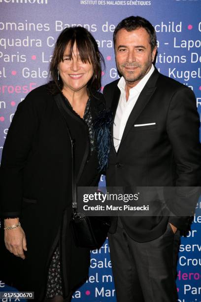 Bernard Montiel and guest attend the 'Heroes for Imagine' host by Kamel Mennour benefit auction at L'Institut Imagine on February 12, 2018 in Paris,...