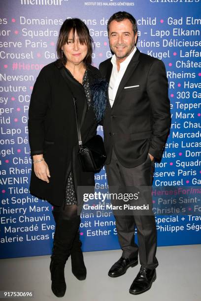 Bernard Montiel and guest attend the 'Heroes for Imagine' host by Kamel Mennour benefit auction at L'Institut Imagine on February 12, 2018 in Paris,...