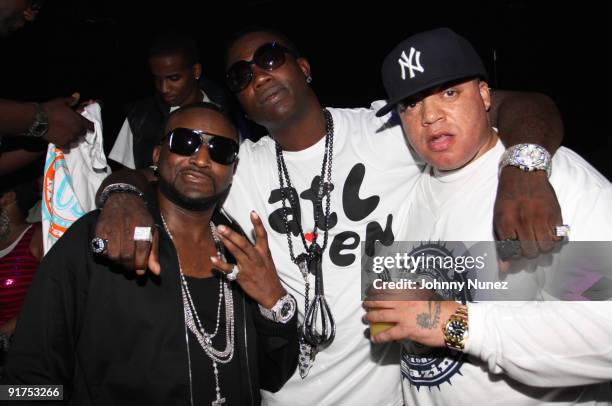 Rappers Shawty Lo and Gucci Mane, and Conerstore Magazine Editor In Chief James "Bimmy" Antney attend the Corner Store Magazine launch & BET Hip Hop...