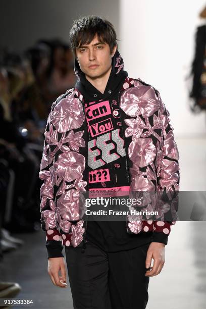 Model walks the runway for Libertine during New York Fashion Week: The Shows at Gallery II at Spring Studios on February 12, 2018 in New York City.