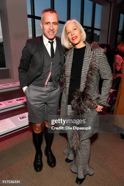 Designer Thom Brown and Linda Fargo attends the Libertine fashion show during New York Fashion Week: The Shows at Gallery II at Spring Studios on...