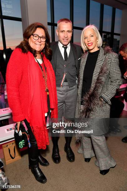 Fern Mallis, designer Thom Brown, and Linda Fargo attends the Libertine fashion show during New York Fashion Week: The Shows at Gallery II at Spring...