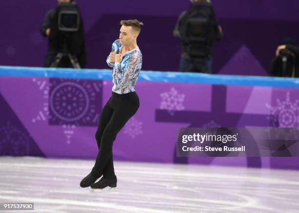 Pyeongchang- FEBRUARY 11 - Adam Rippon of the United States in the team competition at the PyeongChang 2018 Winter Olympics Figure Skating...