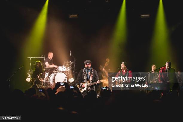 Eddie Perez, Paul Deakin, Raul Malo and Jerry Dale McFadden of The Mavericks perform live on stage during a concert at the Heimathafen Neukoelln on...