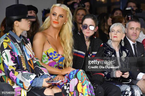 Heewon Kim, Gigi Gorgeous, Nats Getty, Lyn Slater, and Thom Brown attend the Libertine fashion show during New York Fashion Week: The Shows at...