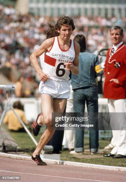 Brendan Foster in action during the Olympic trials 5000 metres at Crystal Palace in London on 5th June 1976.
