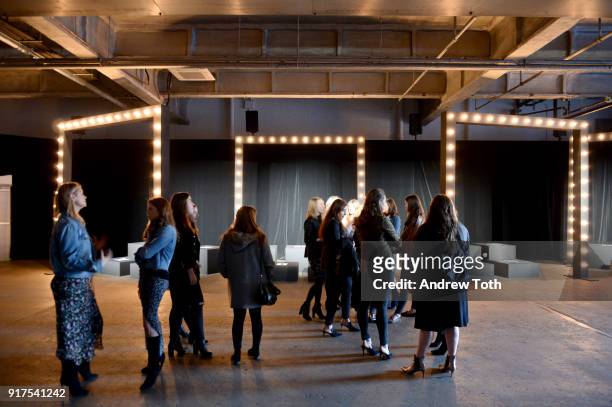 View of the venue during the Veronica Beard Fall 2018 presentation at Highline Stages on February 12, 2018 in New York City.