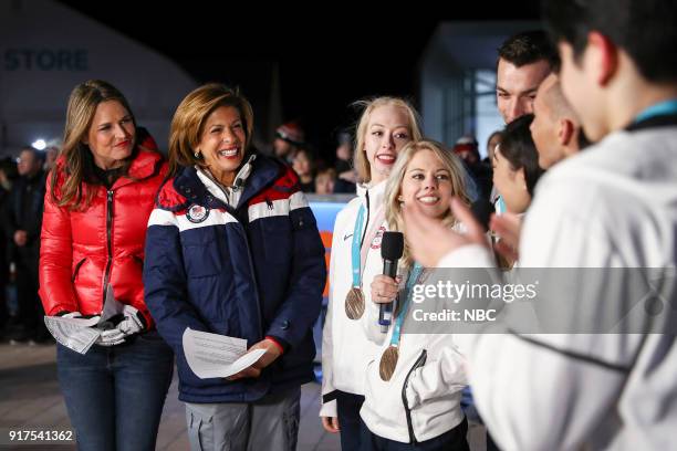 Live from Pyeongchang, South Korea for the 2018 Winter Olympics" -- Pictured: Savannah Guthrie, Hoda Kotb, Bradie Tennell, Alexa Scimeca Knierim and...