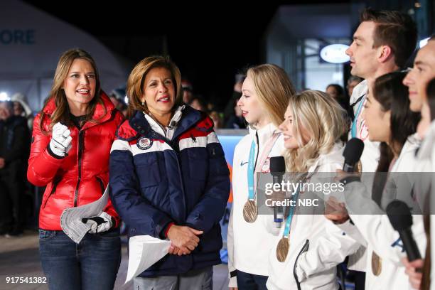 Live from Pyeongchang, South Korea for the 2018 Winter Olympics" -- Pictured: Savannah Guthrie, Hoda Kotb, Bradie Tennell, Alexa Scimeca Knierim,...