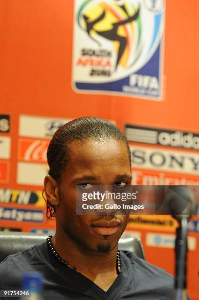 Captain Didier Drogba attends the Ivory Coast Press Conference from the Inter Continental Hotel on 11 October 2009 in Johannesburg, South Africa....
