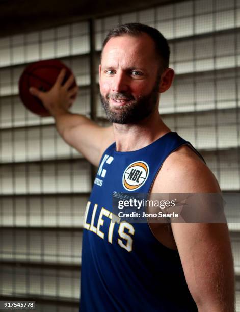Anthony Petrie of the Brisbane Bullets poses during a portrait session on February 13, 2018 in Brisbane, Australia. Petrie will play his last home...