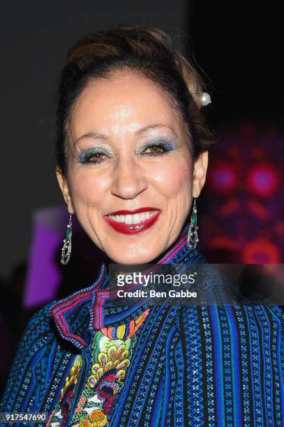 Model Pat Cleveland attends the Anna Sui fashion show during New York Fashion Week: The Shows at Gallery I at Spring Studios on February 12, 2018 in...