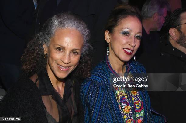 Models Alva Chinn and Pat Cleveland attends the Anna Sui fashion show during New York Fashion Week: The Shows at Gallery I at Spring Studios on...