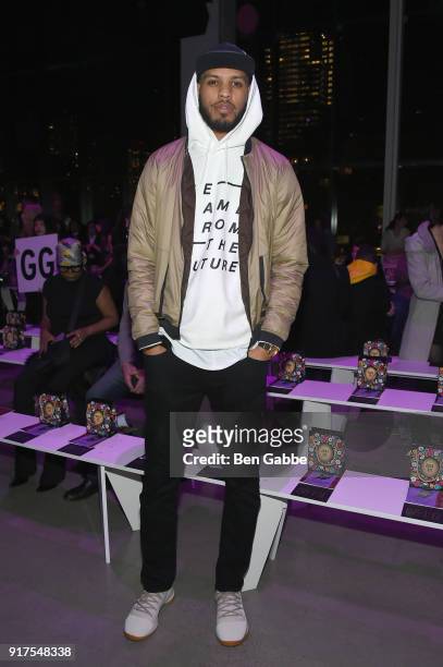 Sarunas J. Jackson attends the Anna Sui fashion show during New York Fashion Week: The Shows at Gallery I at Spring Studios on February 12, 2018 in...