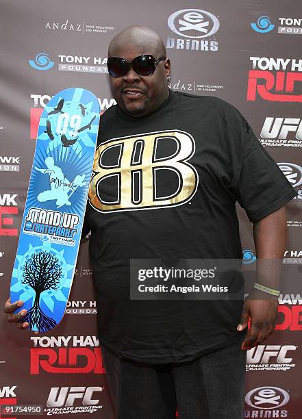 Actor Christopher 'Big Black' Boykin arrives to the 'Tony Hawk: Ride Presents Stand Up For Skateparks' benefit press conference held at the Green...