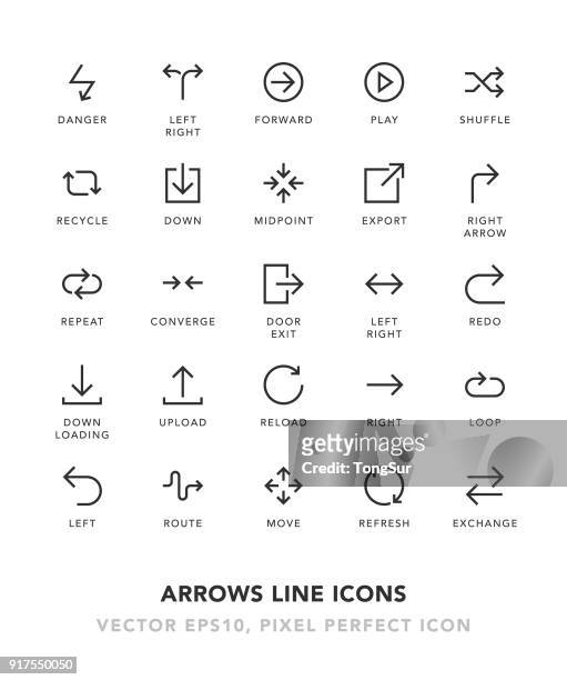 ilustrações de stock, clip art, desenhos animados e ícones de arrows line icons - eco icon