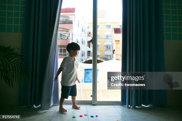 child open glass window. - sliding door exit stock pictures, royalty-free photos & images