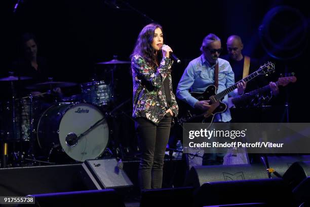 Olivia Ruiz performs during the Charity Gala against Alzheimer's disease at Salle Pleyel on February 12, 2018 in Paris, France.