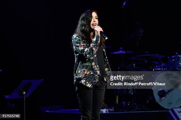 Olivia Ruiz performs during the Charity Gala against Alzheimer's disease at Salle Pleyel on February 12, 2018 in Paris, France.